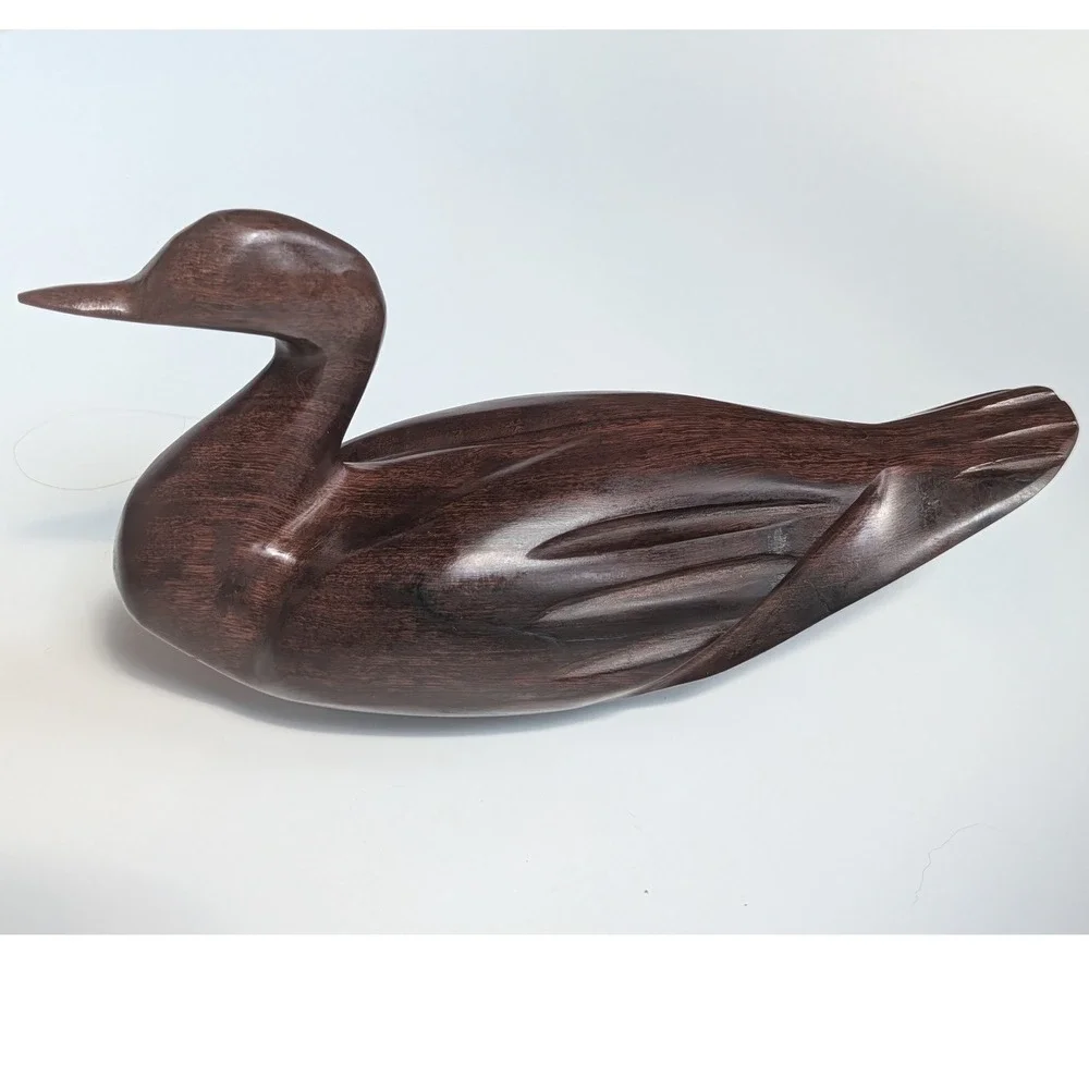 Hand Carved Wooden Loon Decoy Figurine Ironwood Dark Brown Home Decor Sculpture